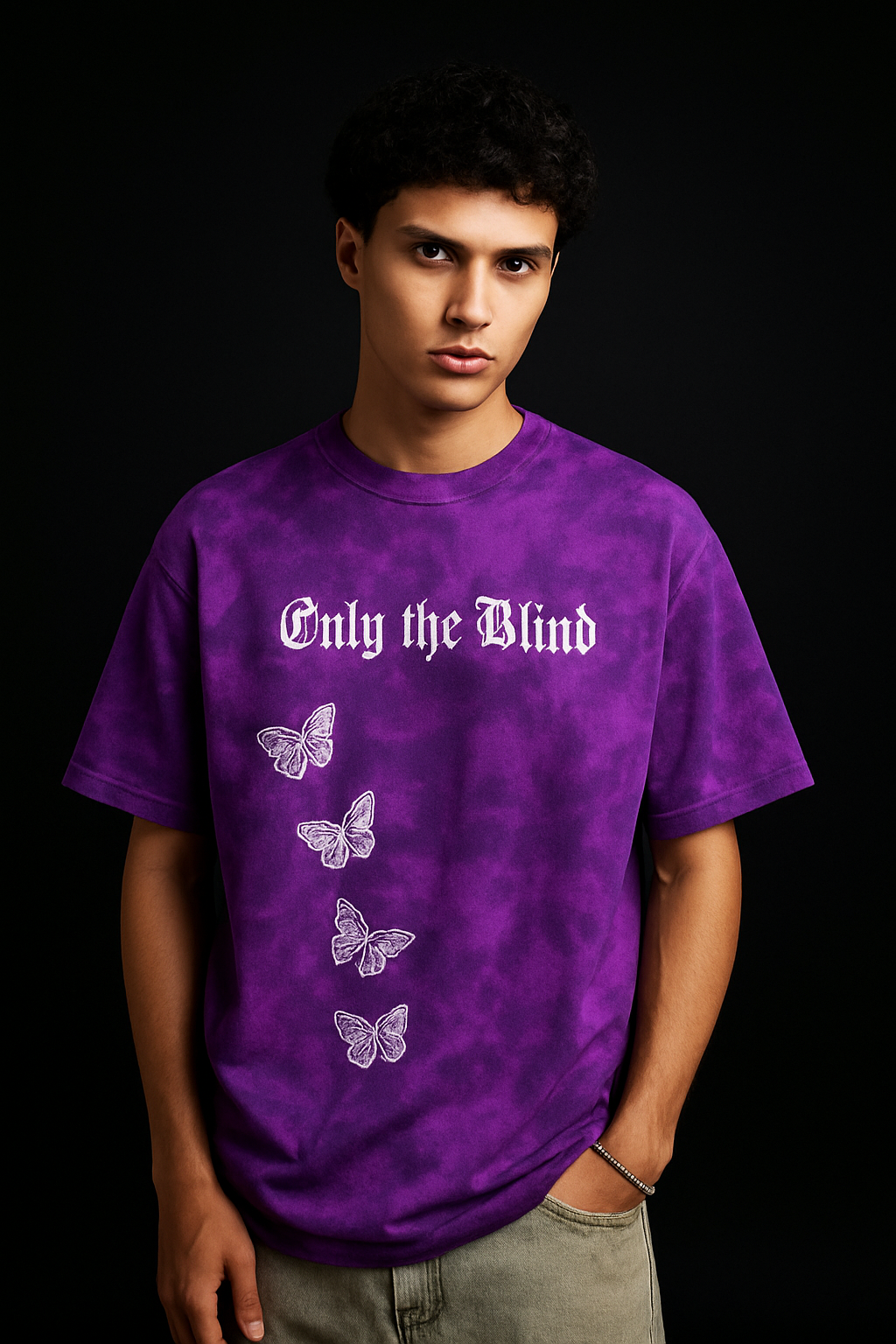 Purple Tie-Dye "Only the Blind" Graphic T-Shirt