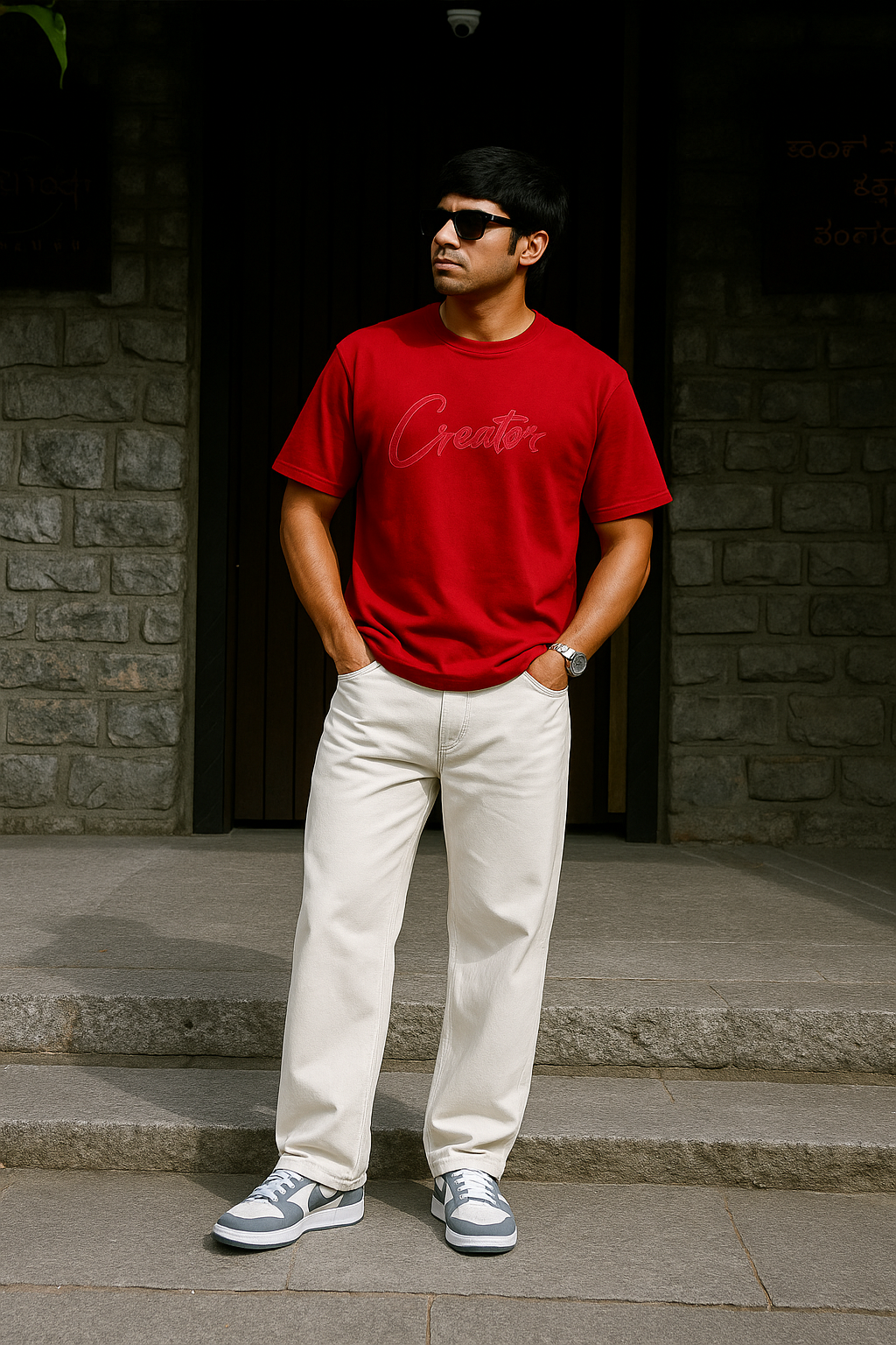 Bold Red Minimal Streetwear Tee