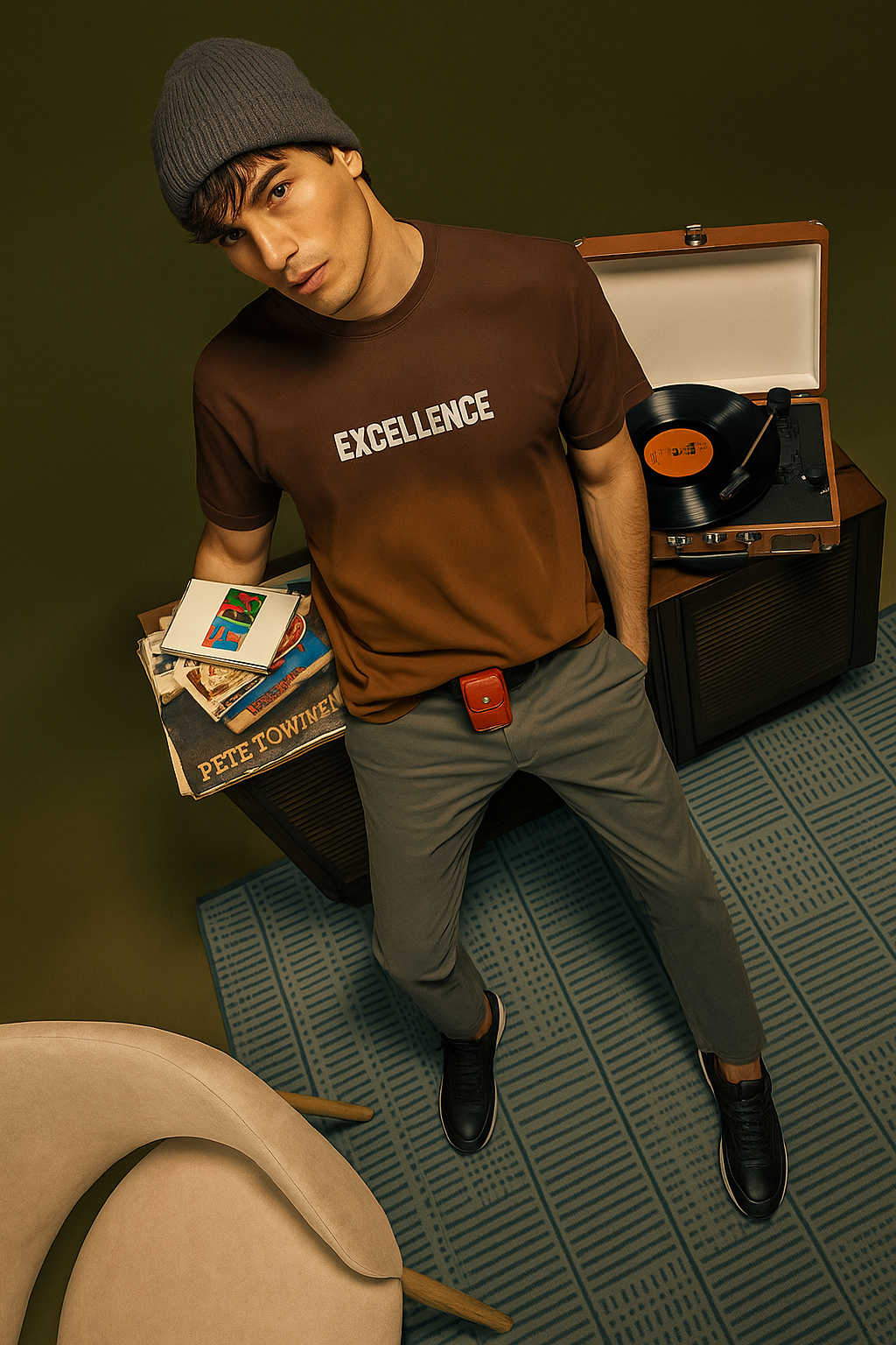 Oversized Brown "Excellence" T-Shirt
