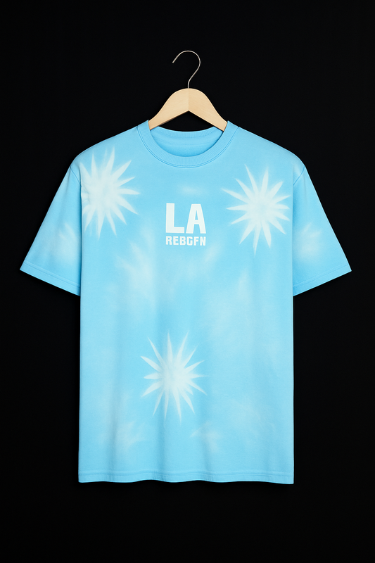 Sky Blue Tie-Dye Graphic T-Shirt